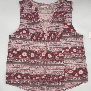 Lucky Brand Floral Smocked Tank in Red Multi